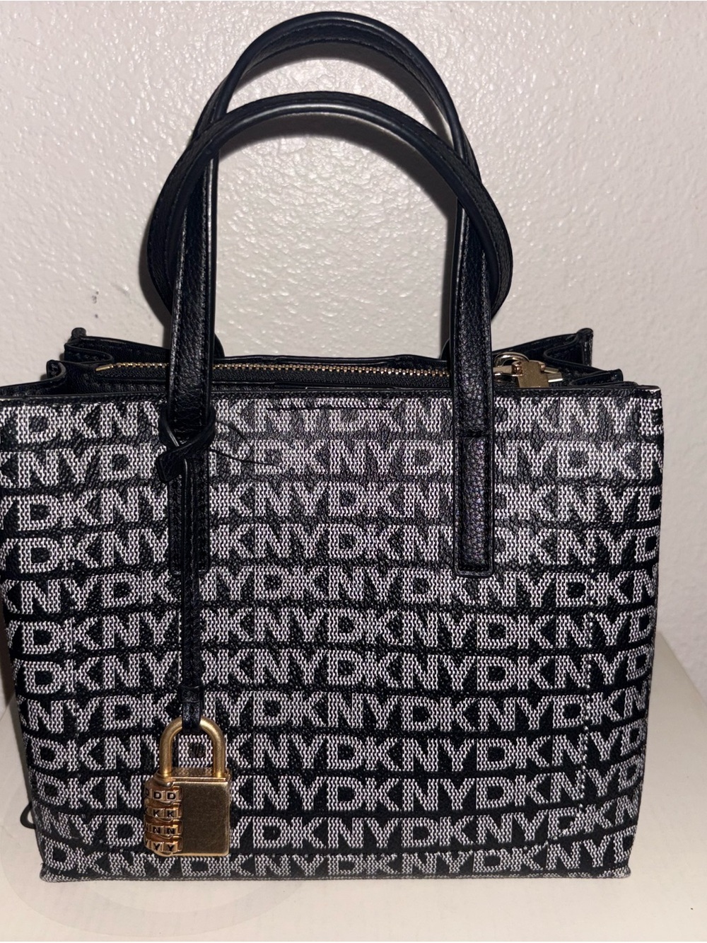 DKNY Black and White Logo Satchel and Crossbody Set - Picture 3 of 4